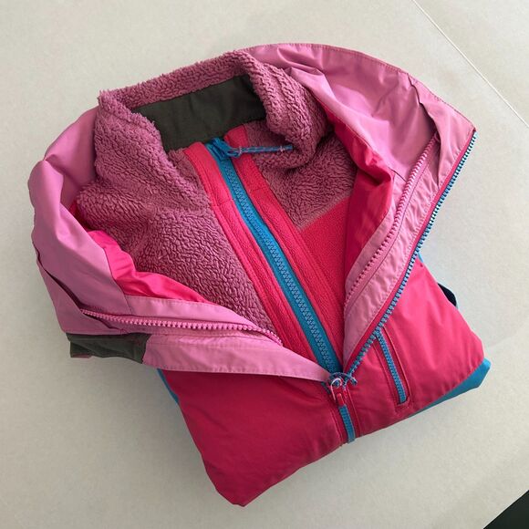L.L. BEAN, Kid's Fleece Lined 3 in 1 Jacket in Pink, Blue Colorblock, sz 10-12 - Picture 2 of 14